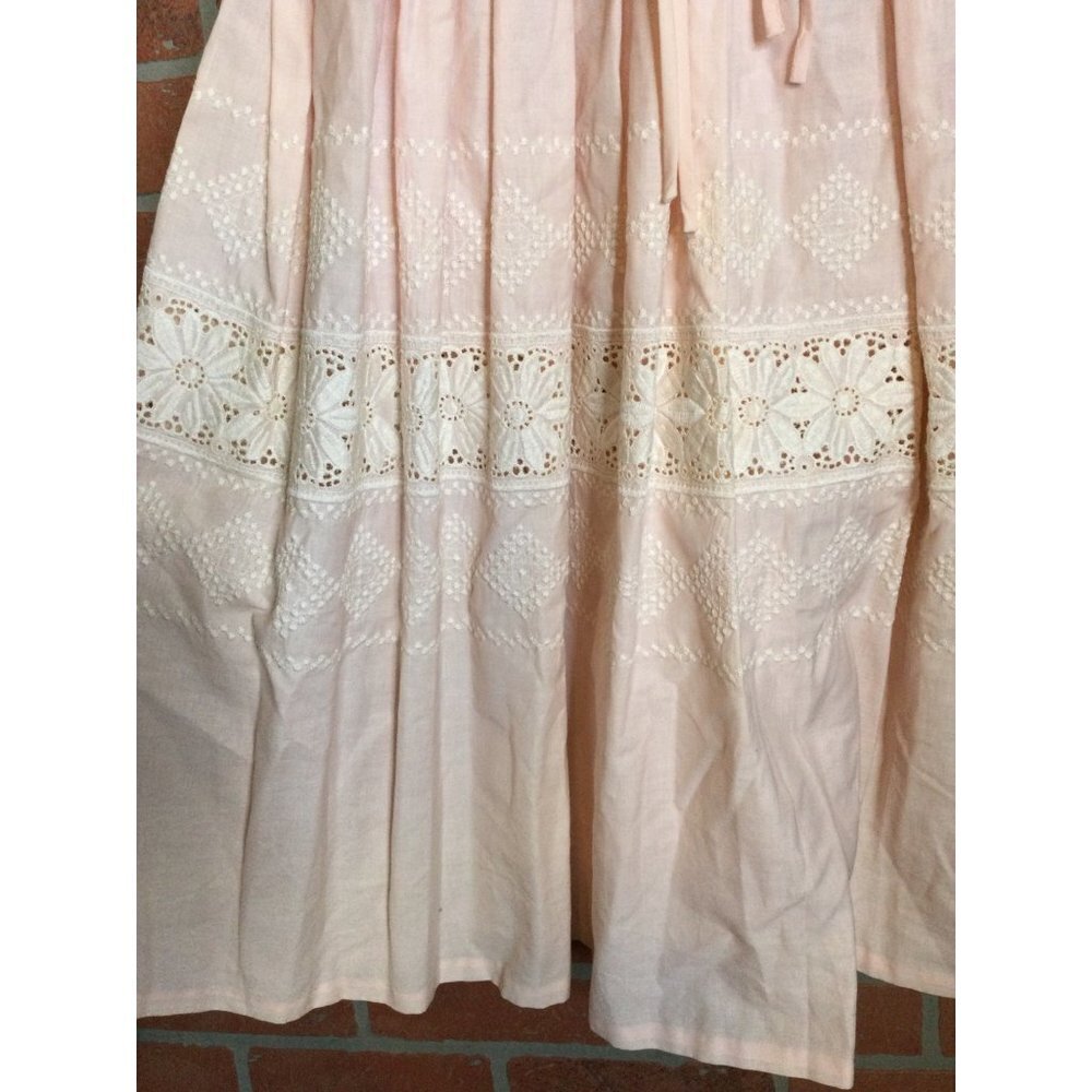 Vintage Womens Dress Floral Lace Detail Short Cap Sleeve Belted Pink - Picture 3 of 5